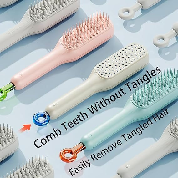 Magic Retractable Comb Self Cleaning Hair Brush Massage Anti-static Hair Smoothing Comb, Suitable for All Hair Types, Unisex