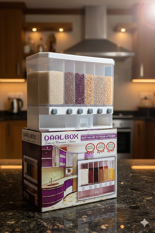 Multi-Section Daal Box – 10 KG Capacity Grain & Pulse Storage Organizer