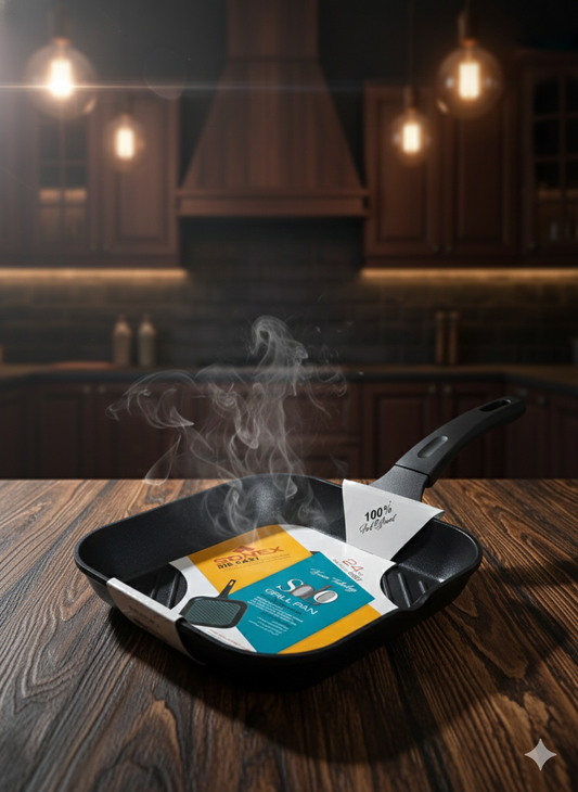 Sonex Solo Die Cast Square Grill Pan (24cm) - Non-Stick Cookware with Kerma Technology