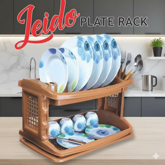Premium 2-Tier Plastic Dish Drying Rack | Space-Saving Kitchen Organizer for Plates, Bowls & Cups
