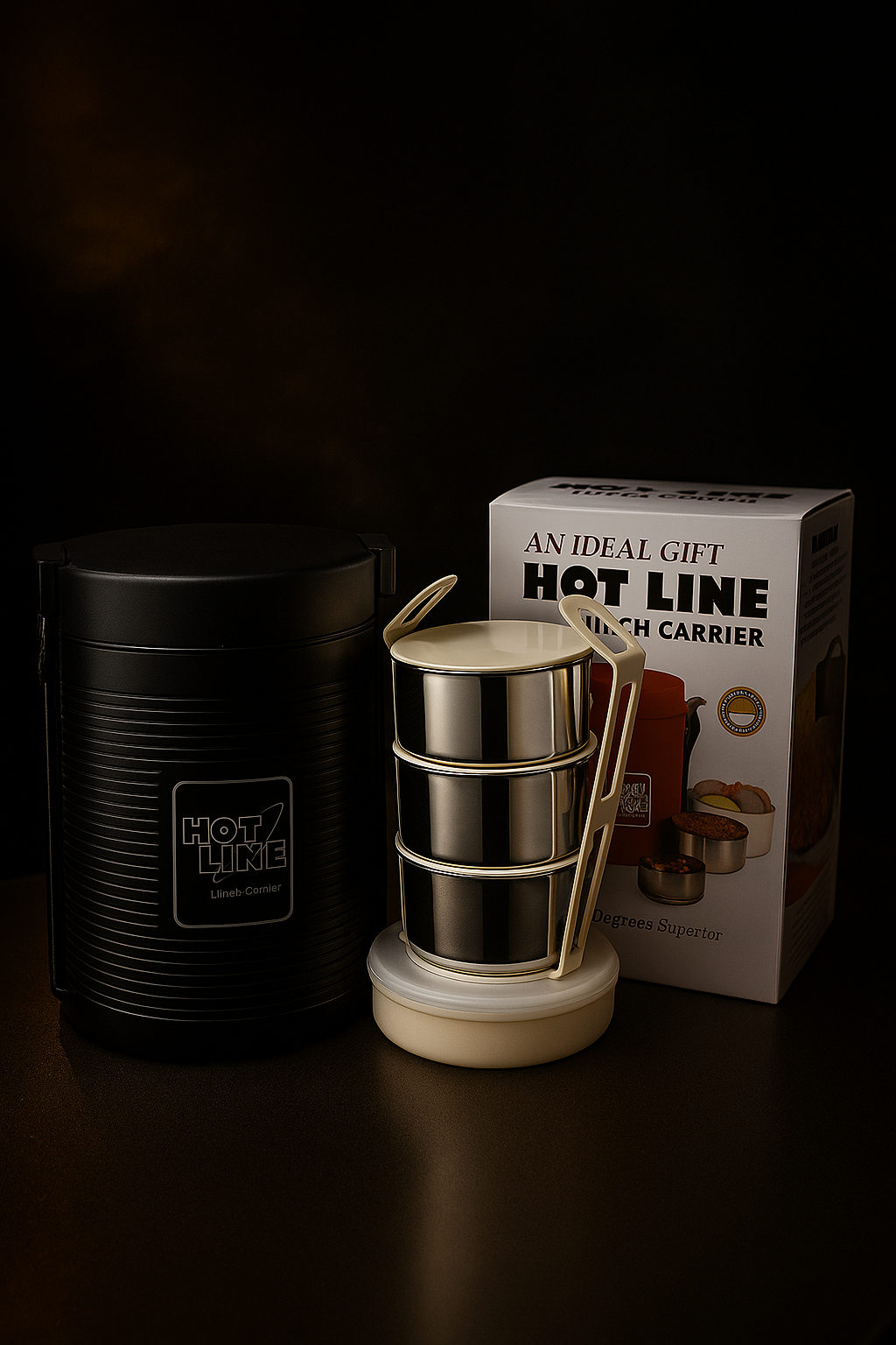 Hot Line 3-Layer Stainless Steel Lunch Carrier with Insulated Outer Container – Premium Food Storage