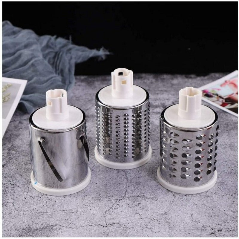 Manual Tabletop Drum Cheese Grater, 3 In 1 Rotary Shredder Slicer Grinder For Cucumber Nut Potato Carrot Cheese, Vegetable Salad Shooter