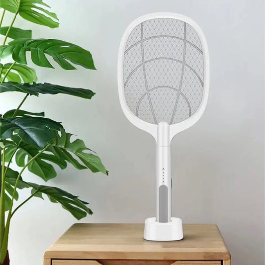 New 2-in-1 Rechargeable Mosquito Killer Racket with 3000V Electric Shock Grid | Portable UV Light Insect Trap | Safe Triple-Layer Mesh Design | Lightweight, Handheld Swatter Bat for Home, Office, Garden, Camping & Outdoor Pest Control