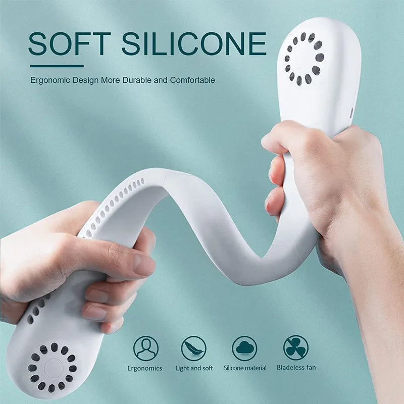 Portable Neck Fan, Bladeless Hands-Free Wearable Mini USB Rechargeable Neck Fan for Cooling, Ideal for Outdoor, Sports, Travel & Office Use