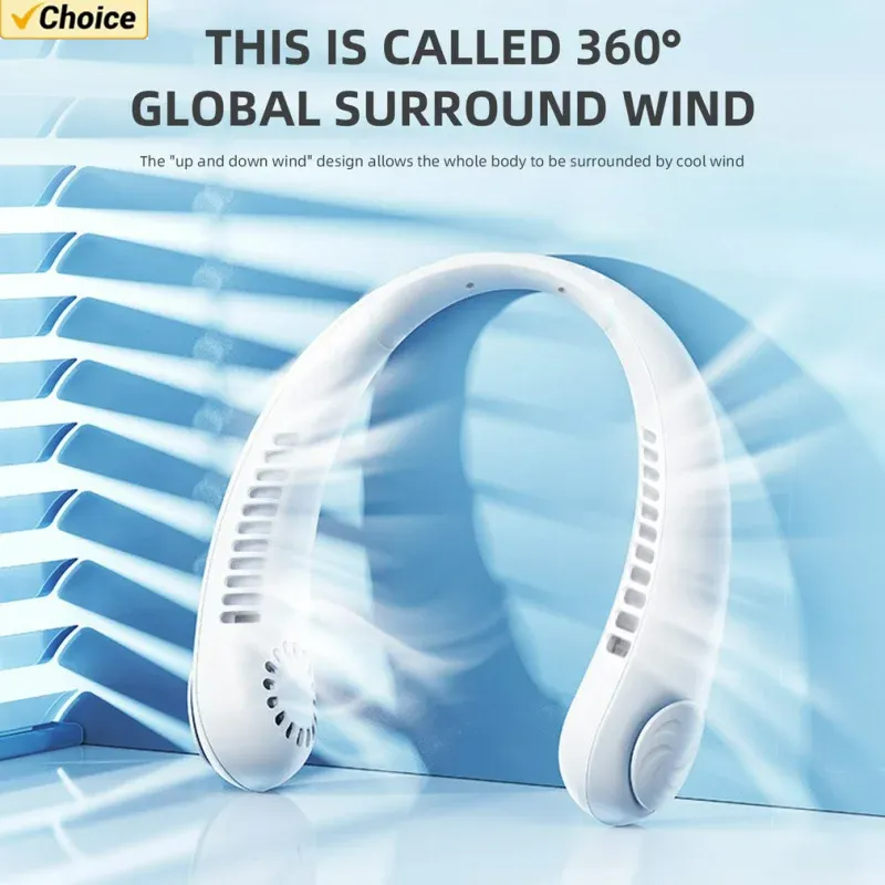 Portable Neck Fan, Bladeless Hands-Free Wearable Mini USB Rechargeable Neck Fan for Cooling, Ideal for Outdoor, Sports, Travel & Office Use