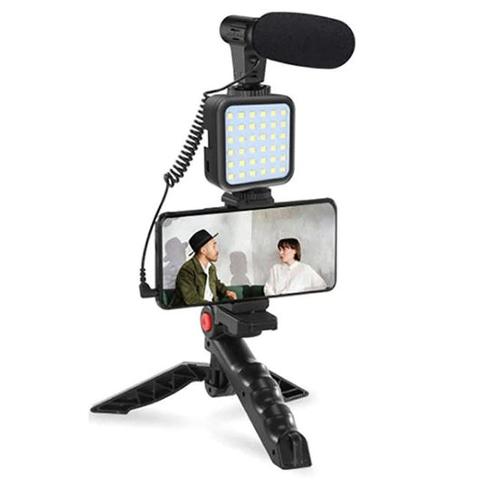 Vlogging Video Making KD49/20 for Smartphone and Camera Vlogging Video Making Kit Studio Kits Video Recording Photography Suit with Microphone LED Fill Light Mini Tripod Kit With Remote