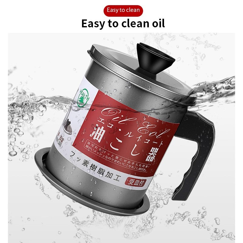 Oil Filter Pot Oil Strainer Pot Stainless Steel Grease Strainer Oil Storage Pot 1.7liter