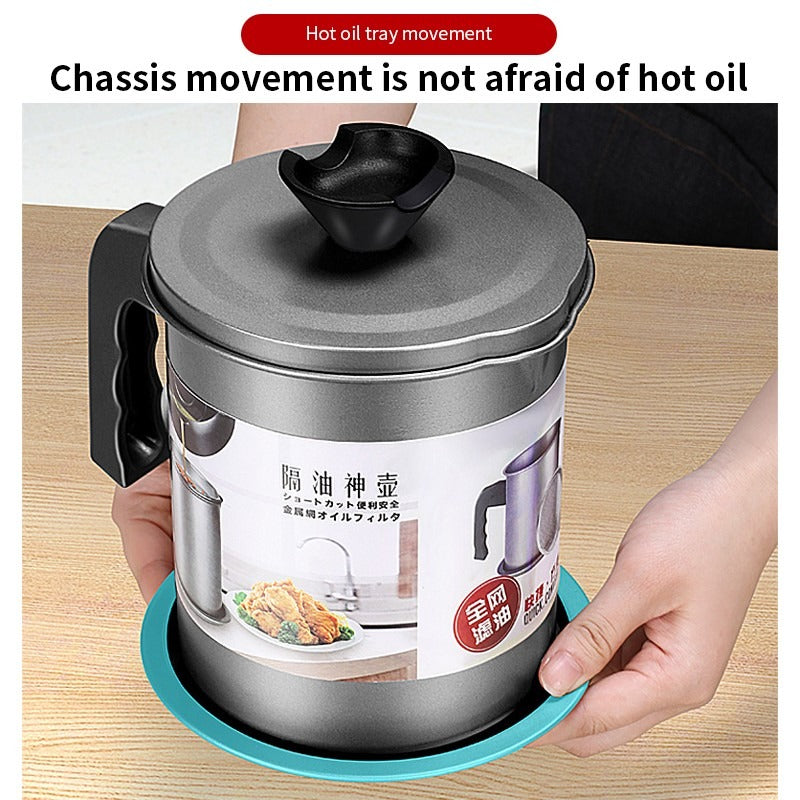 Oil Filter Pot Oil Strainer Pot Stainless Steel Grease Strainer Oil Storage Pot 1.7liter
