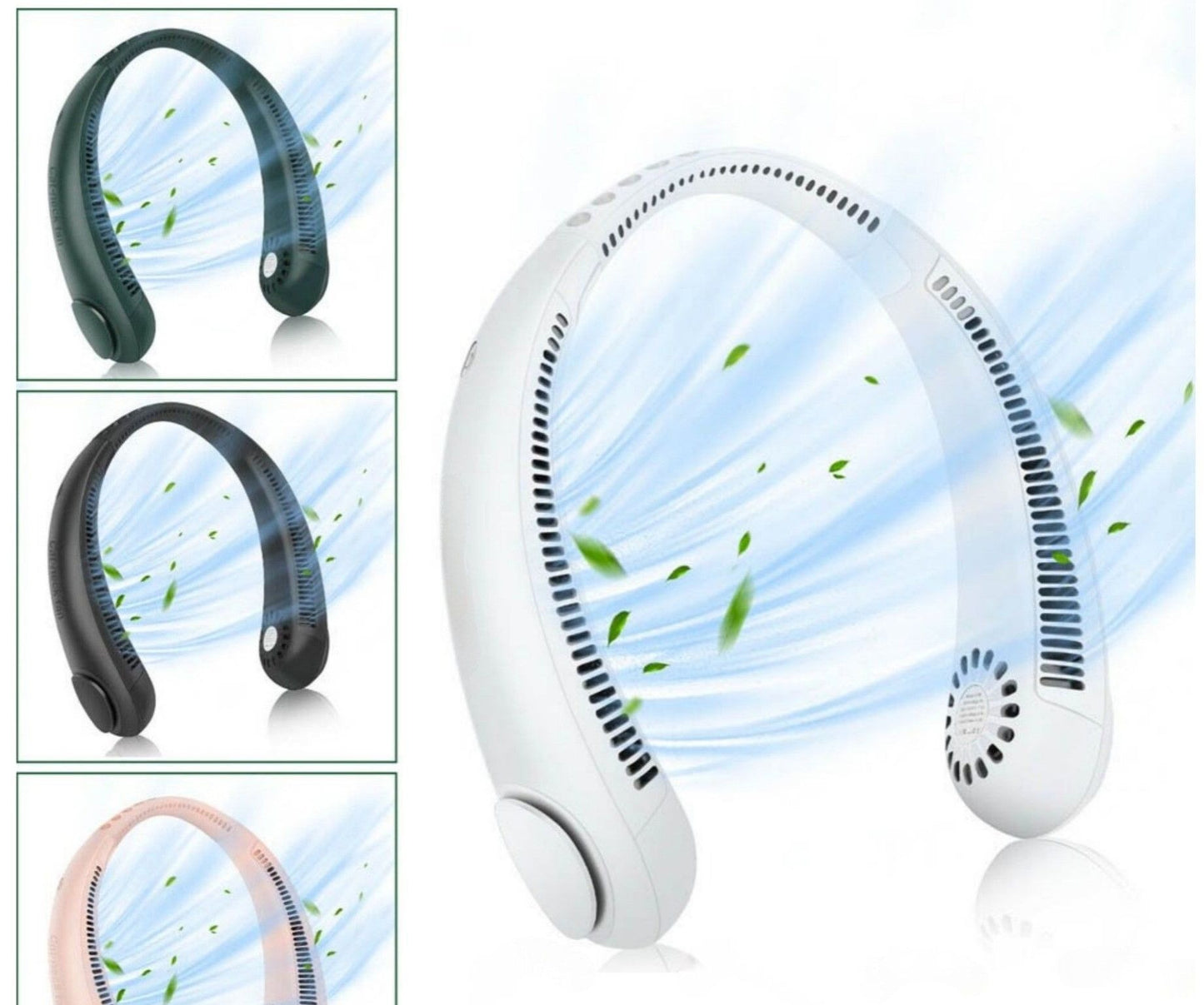 Portable Neck Fan, Bladeless Hands-Free Wearable Mini USB Rechargeable Neck Fan for Cooling, Ideal for Outdoor, Sports, Travel & Office Use