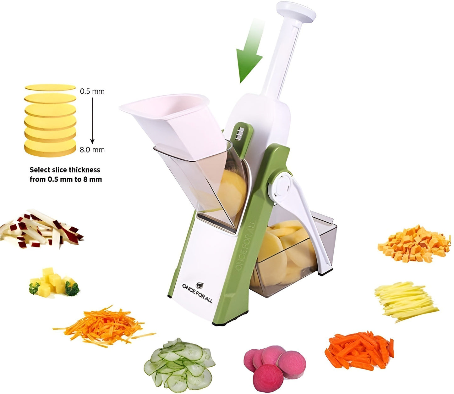 Mandoline Spring Slicer Vegetable and Fruits Cutter Meal Prep & More then 40 Thickness Adjuster 5 in 1 - Pump Brava Slicer and Dicer - Multifunctional High Quality ABS Vegetable & Fruit Slicer - Precision Slicing Made Effortless.
