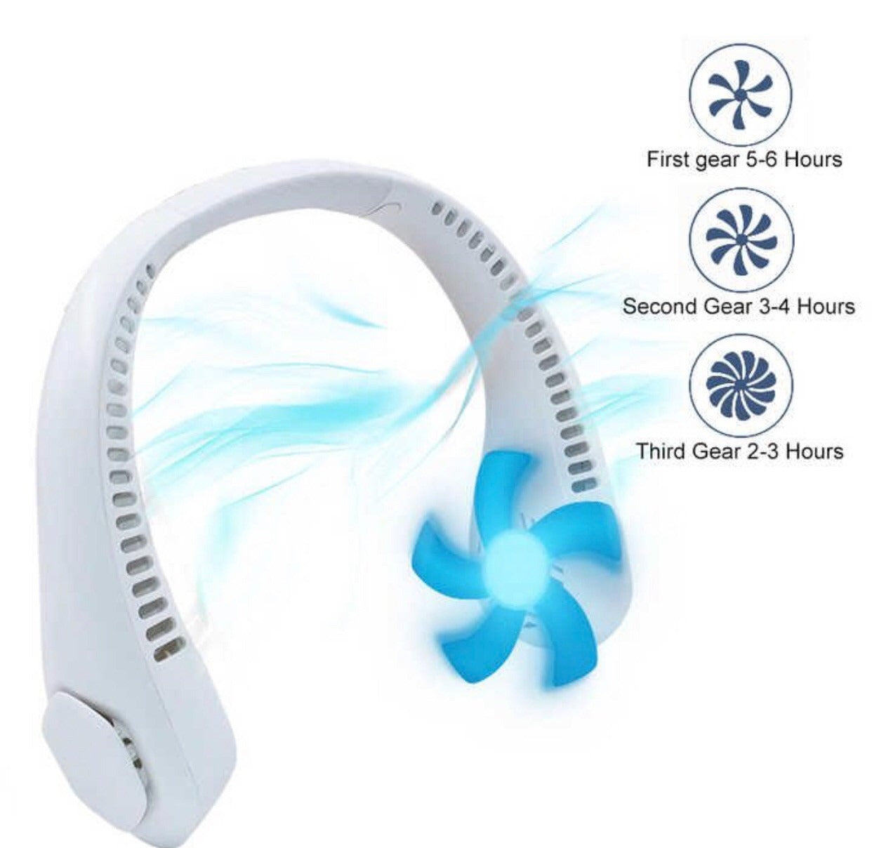 Portable Neck Fan, Bladeless Hands-Free Wearable Mini USB Rechargeable Neck Fan for Cooling, Ideal for Outdoor, Sports, Travel & Office Use