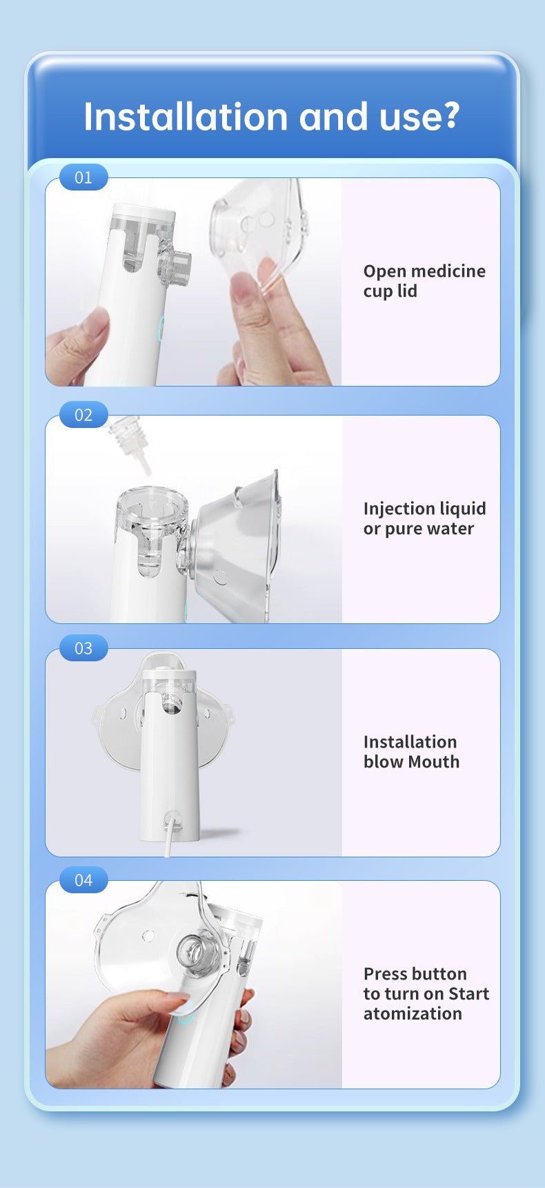 DAN TECHNOLOGY Portable Nebulizer For Asthma Rechargeable Inhaler Nebulizer Machine For Kids And Adults Medical asthma nebulizer