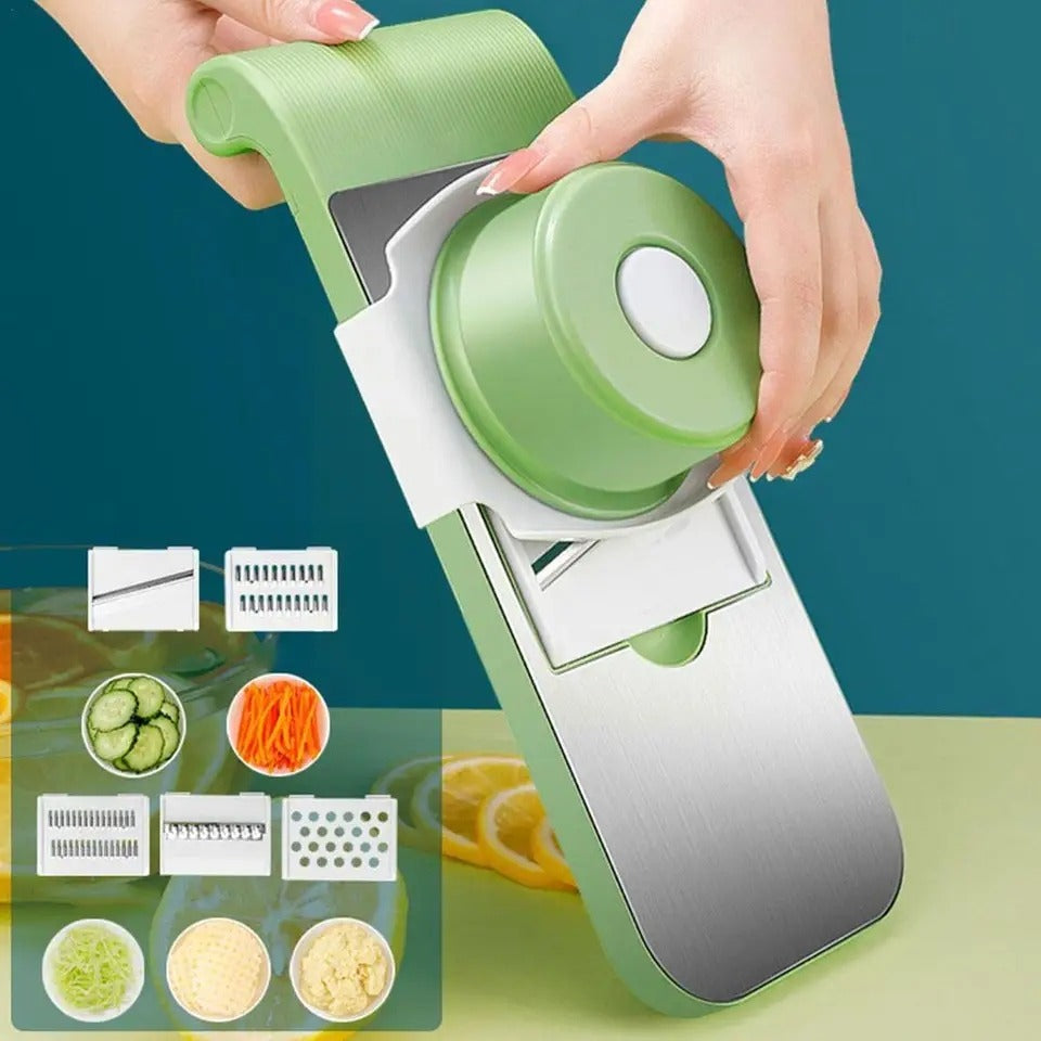High Quality 5 in 1 Vegetable Cutter, Universal Slicer, Onion Cutter with 5 Blade Settings and Collection Basin, Professional Vegetable Slicer for Onions, Garlic, Tomatoes, Potato, Carrot