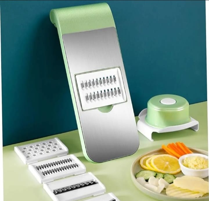 High Quality 5 in 1 Vegetable Cutter, Universal Slicer, Onion Cutter with 5 Blade Settings and Collection Basin, Professional Vegetable Slicer for Onions, Garlic, Tomatoes, Potato, Carrot