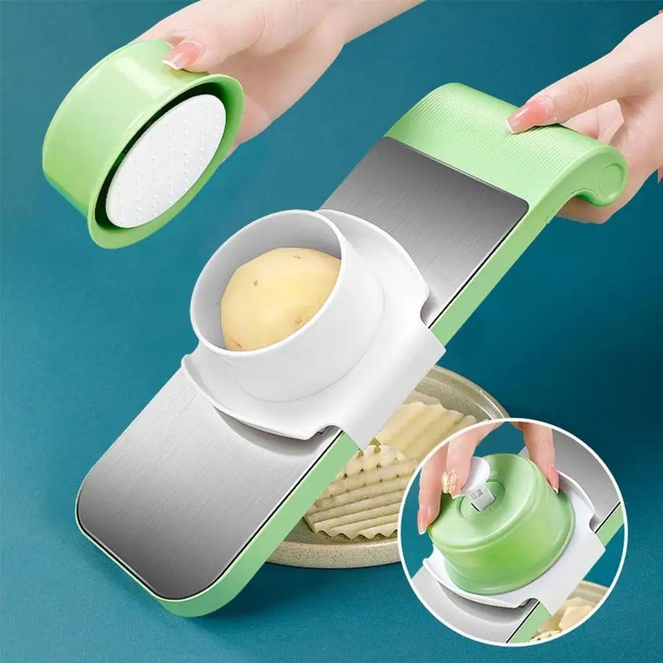 High Quality 5 in 1 Vegetable Cutter, Universal Slicer, Onion Cutter with 5 Blade Settings and Collection Basin, Professional Vegetable Slicer for Onions, Garlic, Tomatoes, Potato, Carrot